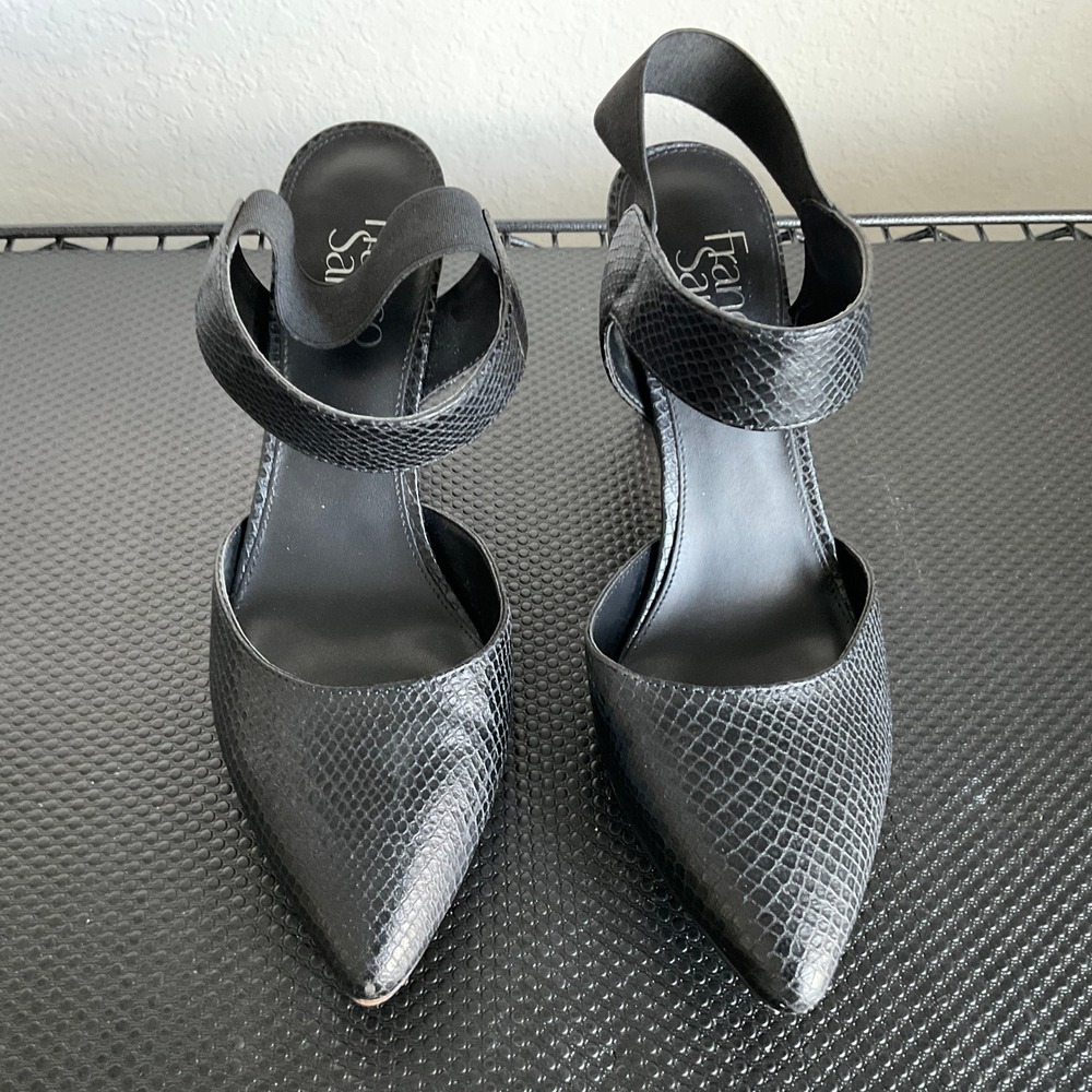 Franco Sarto Lima Black Snake Embossed Pointed Toe D'Orsay Pumps Size 8 - Picture 10 of 12